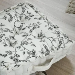 STOF Coussin de sol carré coton bas (45 x 45 cm) Clarine Ecru