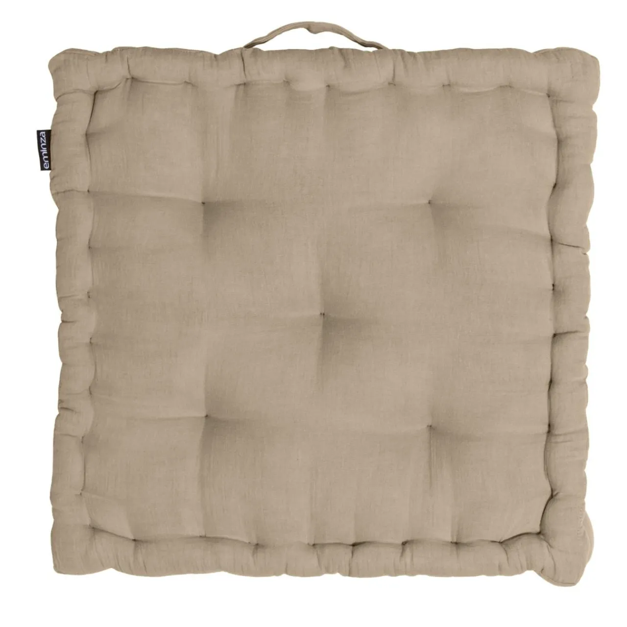 EMINZA Coussin de sol carré gaze de coton (50 x 50 cm) Gaïa Ficelle Hot