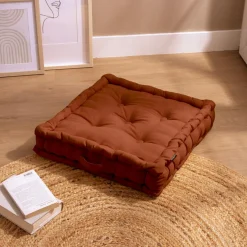 EMINZA Coussin de sol coton (50 x 50 cm) Pixel Terracotta Sale
