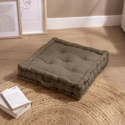 EMINZA Coussin de sol coton (50 x 50 cm) Pixel Taupe Sale