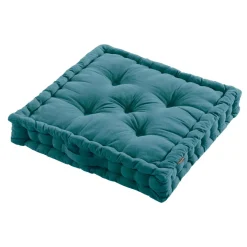EMINZA Coussin de sol coton (60 x 60 cm) Pixel Bleu canard Hot