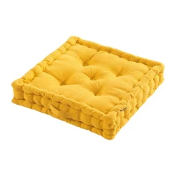 EMINZA Coussin de sol coton (50 x 50 cm) Pixel Jaune moutarde