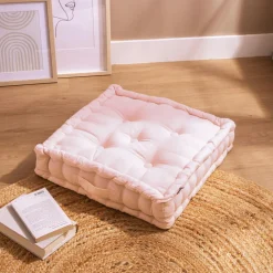 EMINZA Coussin de sol coton (50 x 50 cm) Pixel Rose poudré New