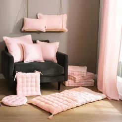 EMINZA Coussin de sol coton (50 x 50 cm) Pixel Rose poudré New