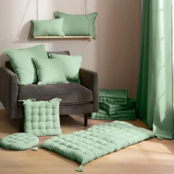 EMINZA Coussin de sol coton (50 x 50 cm) Pixel Vert menthe Outlet