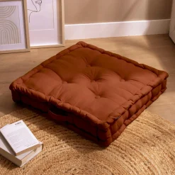 EMINZA Coussin de sol coton (60 x 60 cm) Pixel Terracotta Sale