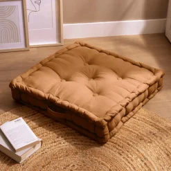 EMINZA Coussin de sol coton (60 x 60 cm) Pixel Camel