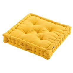 EMINZA Coussin de sol coton (60 x 60 cm) Pixel Jaune moutarde Hot