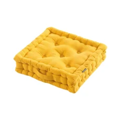 EMINZA Coussin de sol coton (40 x 40 cm) Pixel Jaune moutarde Sale