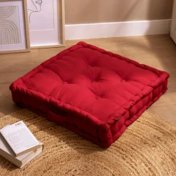 EMINZA Coussin de sol coton (60 x 60 cm) Pixel Rouge Best