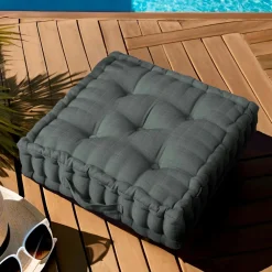 EMINZA Coussin de sol extérieur capitonné (50 x 50 cm) Sunset Gris Anthracite New