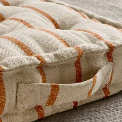 EMINZA Coussin de sol extérieur toile de coton (45 x 45 cm) Ocealys Corail Orange New