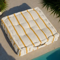 EMINZA Coussin de sol extérieur toile de coton (45 x 45 cm) Ocealys Jaune moutarde Outlet