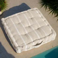 EMINZA Coussin de sol extérieur toile de coton (45 x 45 cm) Ocealys Blanc Hot