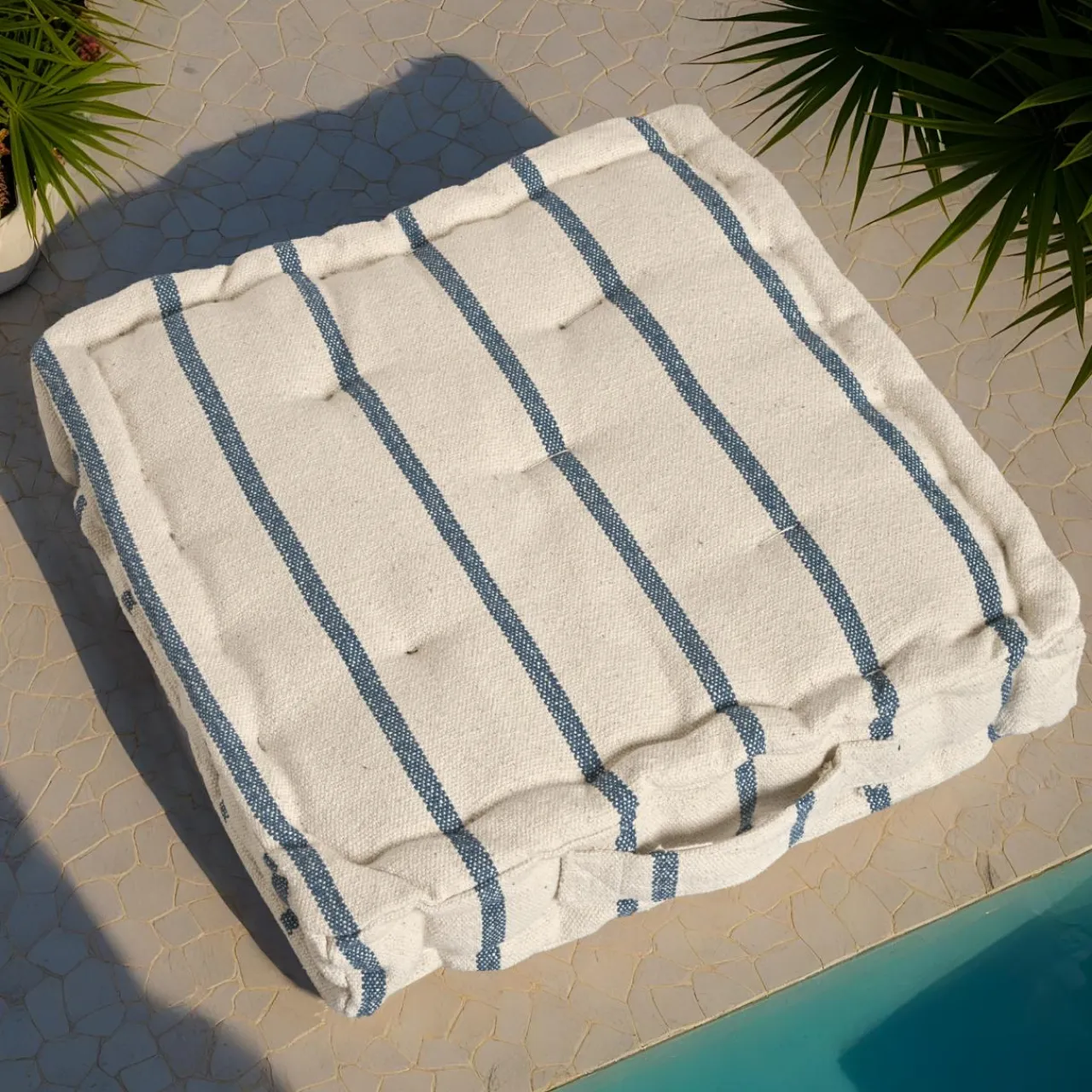 EMINZA Coussin de sol extérieur toile de coton (45 x 45 cm) Ocealys Bleu marine Best
