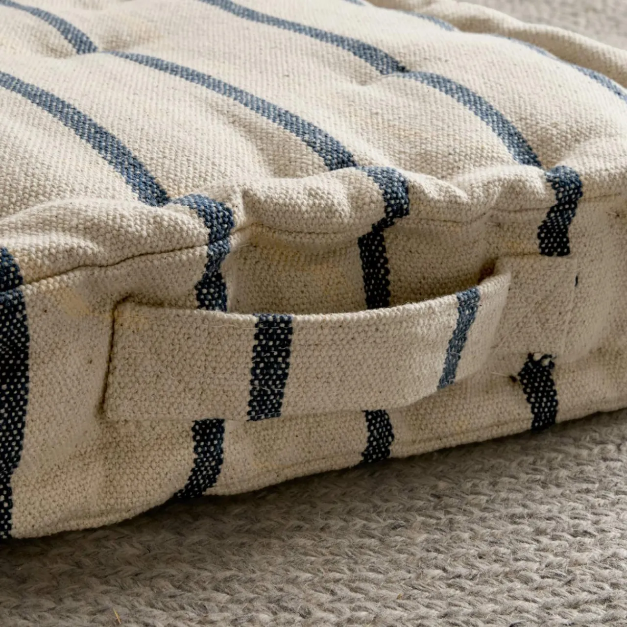 EMINZA Coussin de sol extérieur toile de coton (45 x 45 cm) Ocealys Bleu marine Best