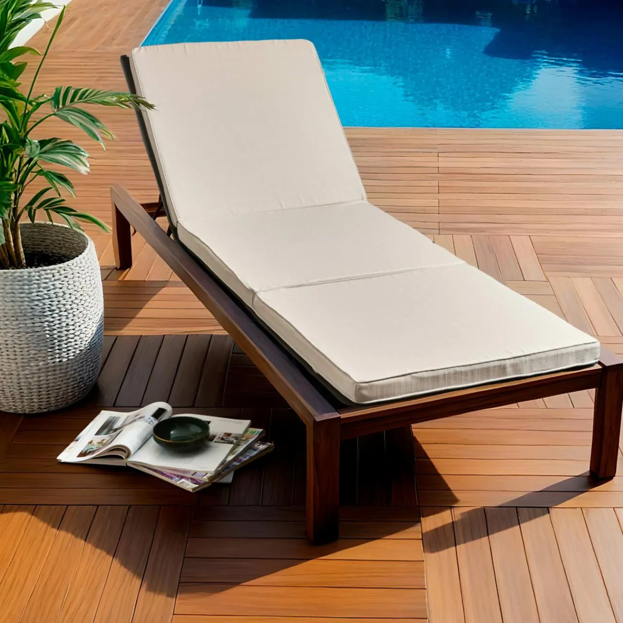 EMINZA Coussin de transat déhoussable (190 x 60 cm) Sunset Ecru Online