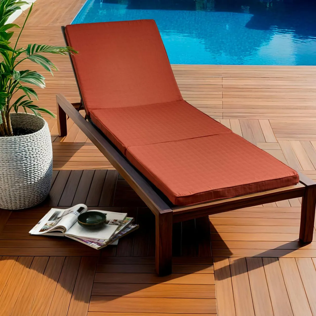 EMINZA Coussin de transat déhoussable (190 x 60 cm) Sunset Terracotta Discount