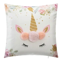ATMOSPHERA Coussin enfant carré (40 x 40 cm) Licorne Pompons Multicolore Sale