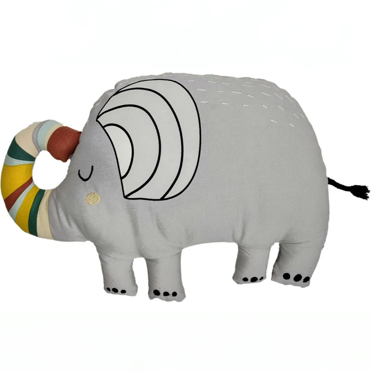 L'effet papillon Coussin enfant éléphant coton (50 x 35 cm) Savane Gris