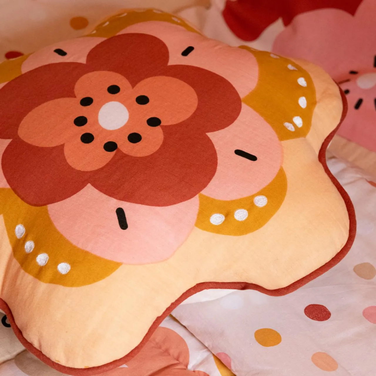 l'Effet Papillon Coussin enfant rond coton (47 x 45 cm) Barbotine Multicolore Sale