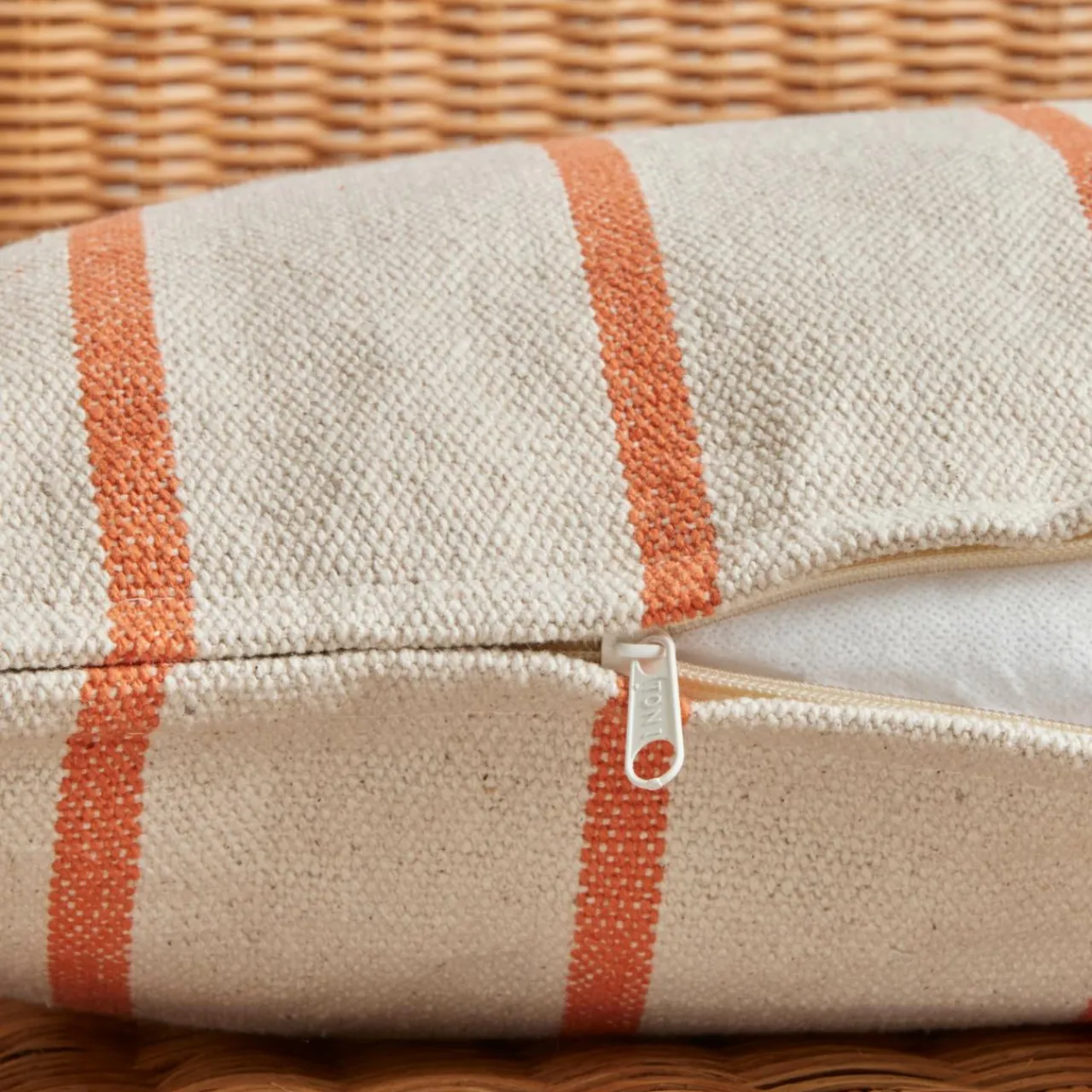 EMINZA Coussin extérieur carré toile de coton (50 x 50 cm) Ocealys Corail Orange Sale