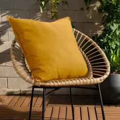 EMINZA Coussin extérieur carré (60 x 60 cm) Sunset Jaune moutarde Clearance