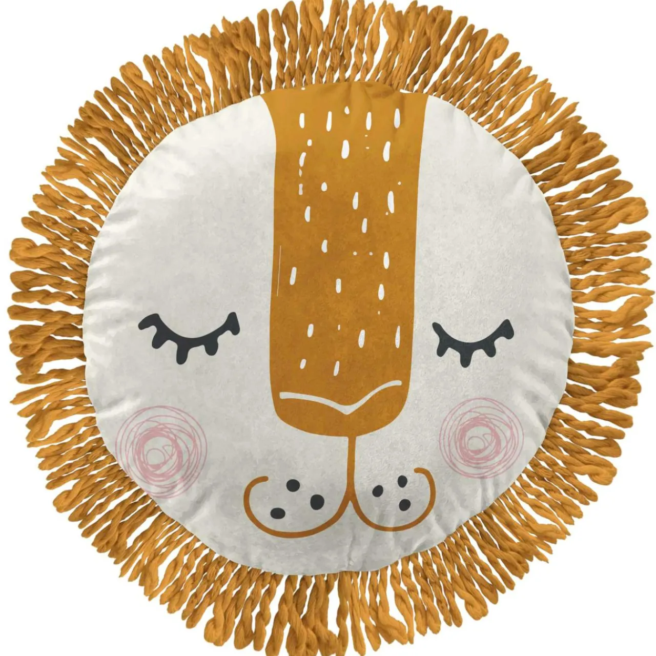 L'EFFET PAPILLON Coussin Lion rond enfant (40 cm) Charlie Multicolore New