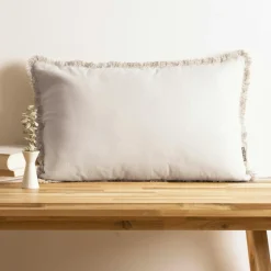 EMINZA Coussin rectangulaire coton (40 x 60 cm) Pixel franges Beige Best