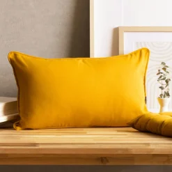 EMINZA Coussin rectangulaire coton (30 x 50 cm) Pixel Jaune moutarde Outlet