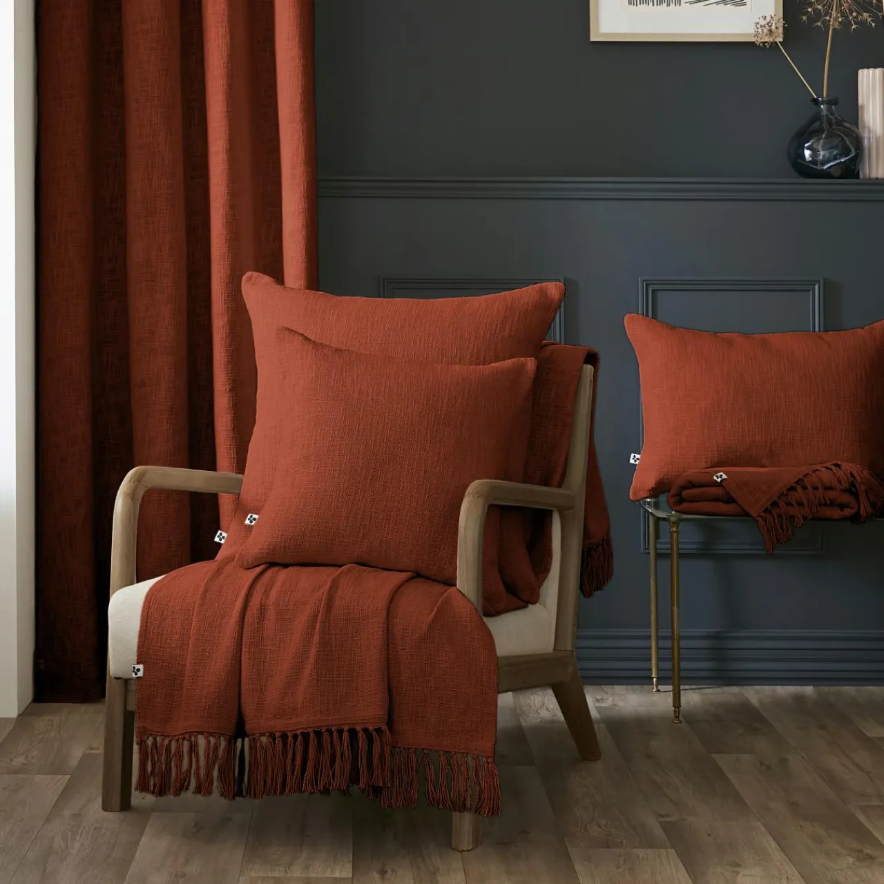 L'EFFET PAPILLON Coussin rectangulaire coton (40 x 60 cm) Sixtine Terracotta New