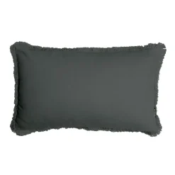 EMINZA Coussin rectangulaire coton (40 x 60 cm) Pixel franges Gris Anthracite