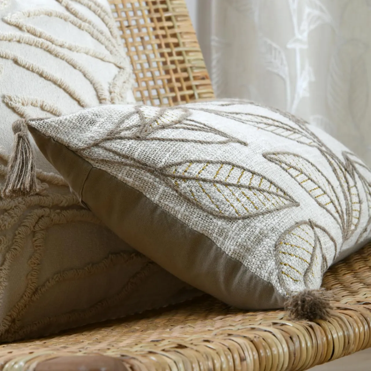 STOF Coussin rectangulaire coton (30 x 50 cm) Hemera Ecru Beige Discount
