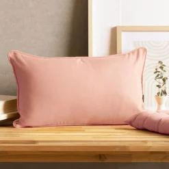 EMINZA Coussin rectangulaire coton (30 x 50 cm) Pixel Rose Pêche