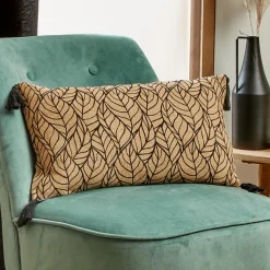 EMINZA Coussin rectangulaire coton et jute (30 x 50 cm) Nama Noir Best
