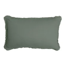 EMINZA Coussin rectangulaire coton (40 x 60 cm) Pixel franges Vert kaki New