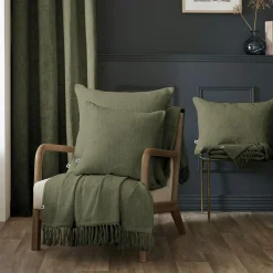 L'EFFET PAPILLON Coussin rectangulaire coton (40 x 60 cm) Sixtine Vert romarin New