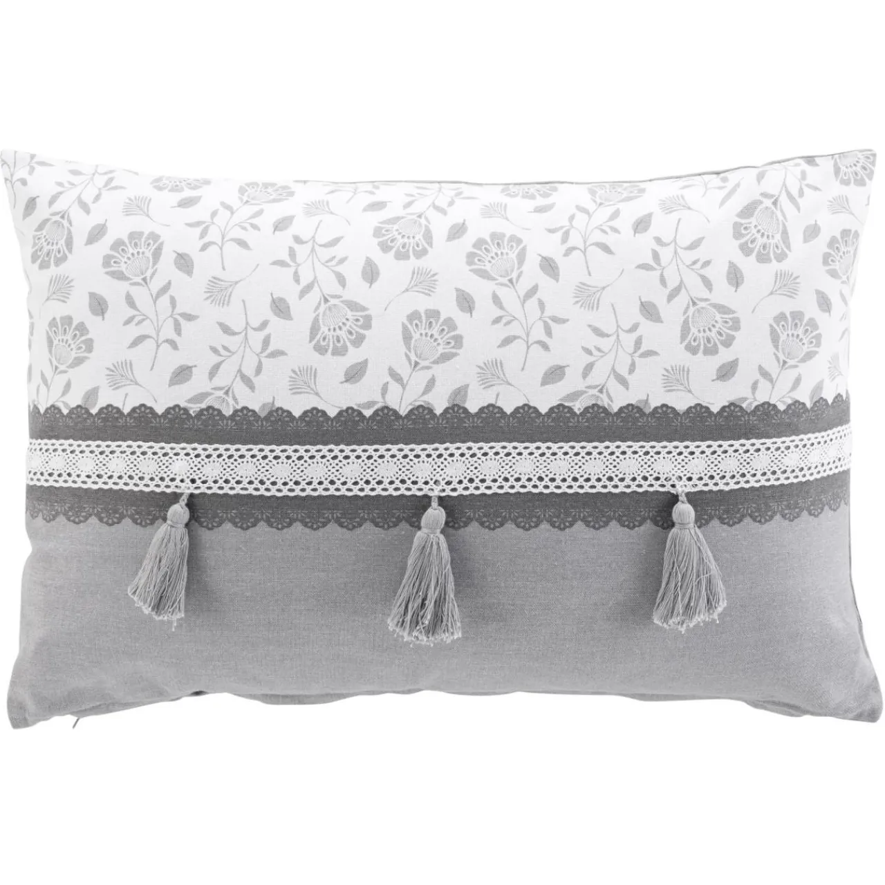 douceur d'intu017drieur Coussin rectangulaire coton (40 x 60 cm) Flavie Gris Sale