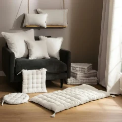 EMINZA Coussin rectangulaire coton (30 x 50 cm) Pixel Beige