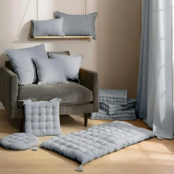 EMINZA Coussin rectangulaire coton (40 x 60 cm) Pixel franges Gris Hot