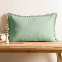 EMINZA Coussin rectangulaire coton (40 x 60 cm) Pixel franges Vert menthe Best