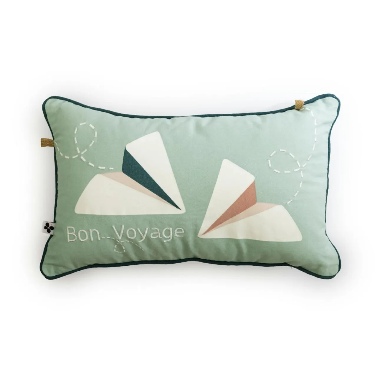 L'EFFET PAPILLON Coussin rectangulaire enfant coton (30 x 50 cm) Petits papiers e Bleu Discount