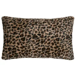 STOF Coussin rectangulaire fausse fourrure léopard (50 x 80 cm) Fauves Camel