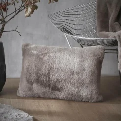 EMINZA Coussin rectangulaire fausse fourrure (40 x 60 cm) Finn Taupe Discount