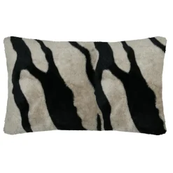 STOF Coussin rectangulaire fausse fourrure zébre (50 x 80 cm) Fauves Taupe