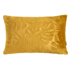 EMINZA Coussin rectangulaire flanelle (40 x 60 cm) Flore Jaune moutarde Discount