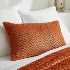 EMINZA Coussin rectangulaire flanelle (40 x 60 cm) Zag Cuivre Sale