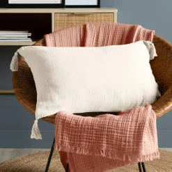 EMINZA Coussin rectangulaire gaze de coton (40 x 60 cm) Gaïa pampa Beige Online