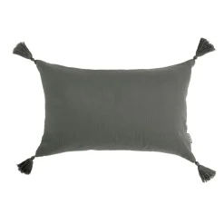 EMINZA Coussin rectangulaire gaze de coton (40 x 60 cm) Gaïa Gris granit Gris foncé Outlet