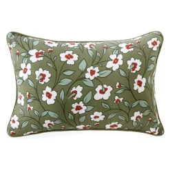 EMINZA Coussin rectangulaire gaze de coton (40 x 60 cm) Gaïa Marguerite Vert Romarin Sale